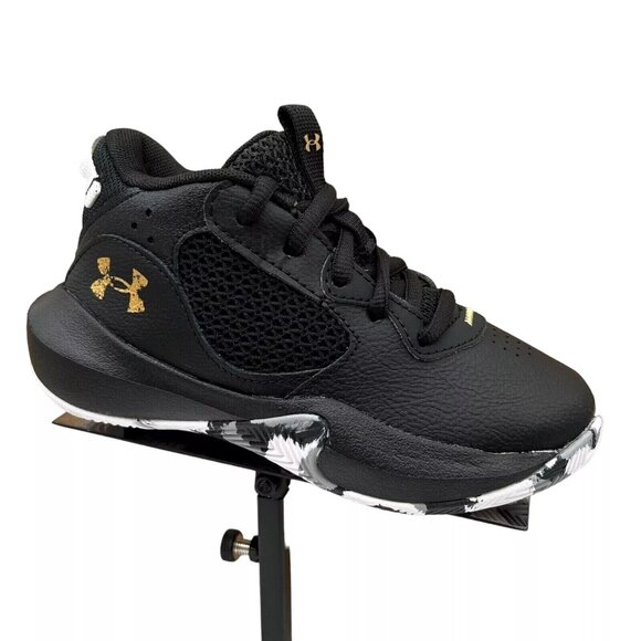 Under Armour Lockdown Little Boy's Leather Basketball Shoe Size 12 Black Lace Up - Picture 1 of 13